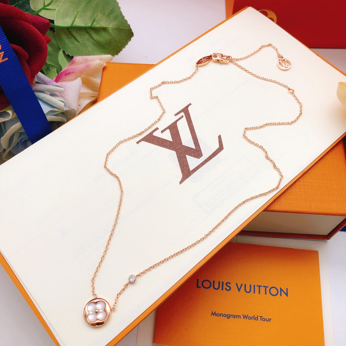 Geometric Emblem Pendant Necklace in Rose-Gold-Tone – Rose Gold Detail – Design 010 styled product view