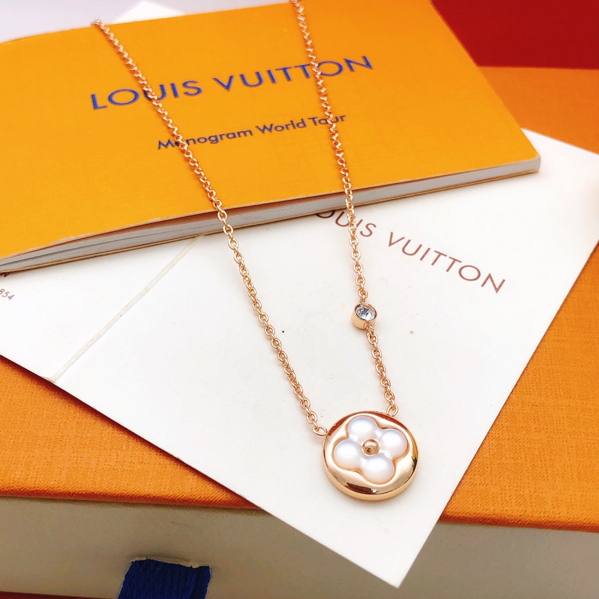Geometric Emblem Pendant Necklace in Rose-Gold-Tone – Rose Gold Detail – Design 010 main product view