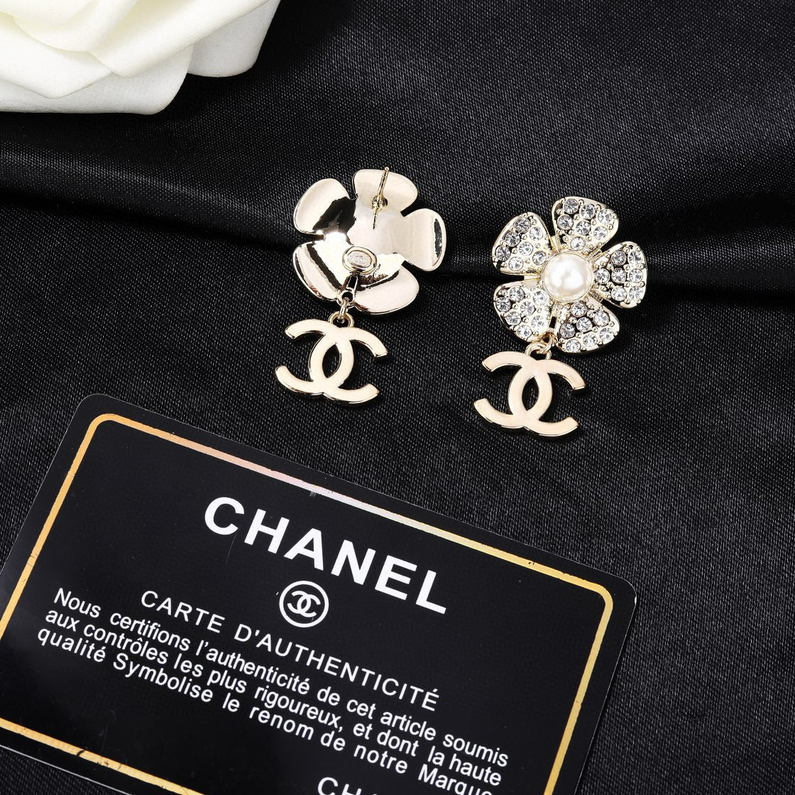 Signature Emblem Statement Earrings in Gold-Tone – Design 024 front product view