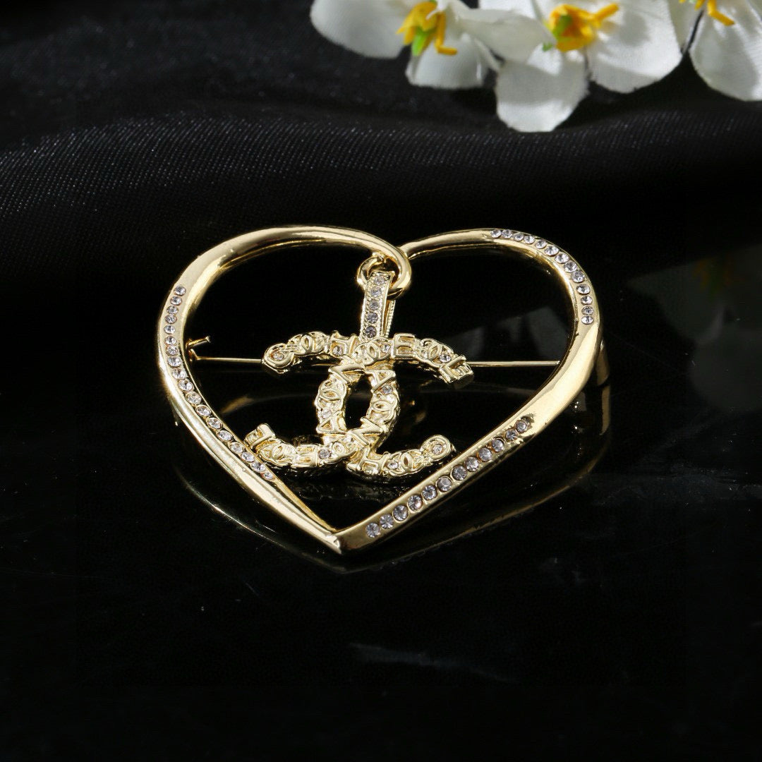 Signature Emblem Brooch in Polished Metal-Tone – Design 044 styled product view
