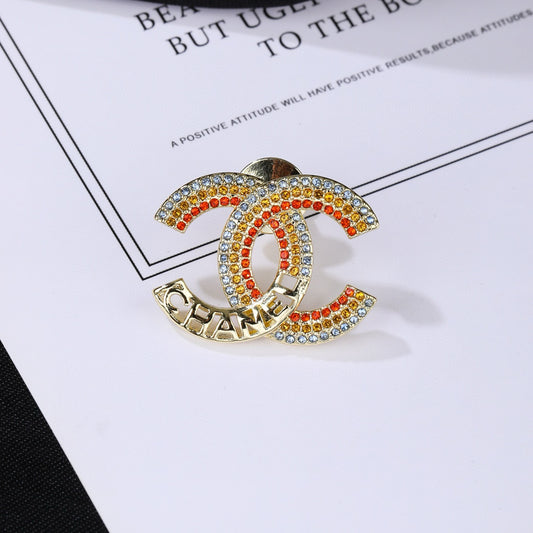 Double-C Emblem Brooch in Polished Metal-Tone – Design 056 main product view