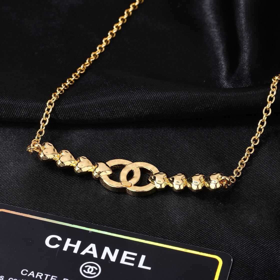 Double-C Emblem Pendant Necklace in Gold-Tone – Design 009 main product view