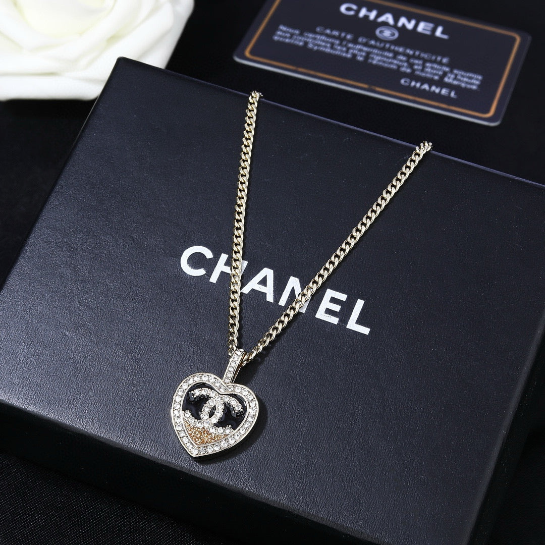 Double-C Emblem Pendant Necklace in Gold-Tone – Design 008 main product view