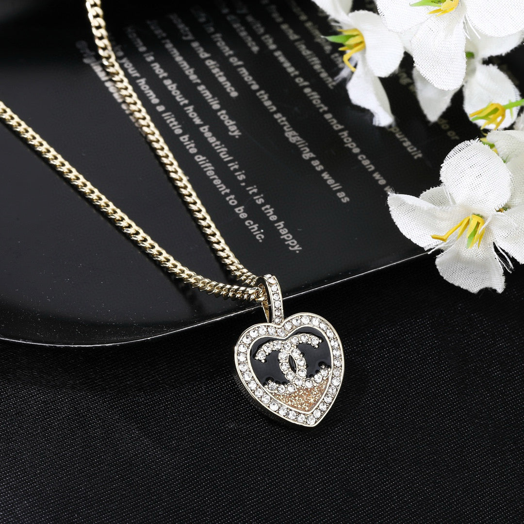 Double-C Emblem Pendant Necklace in Gold-Tone – Design 008 front product view
