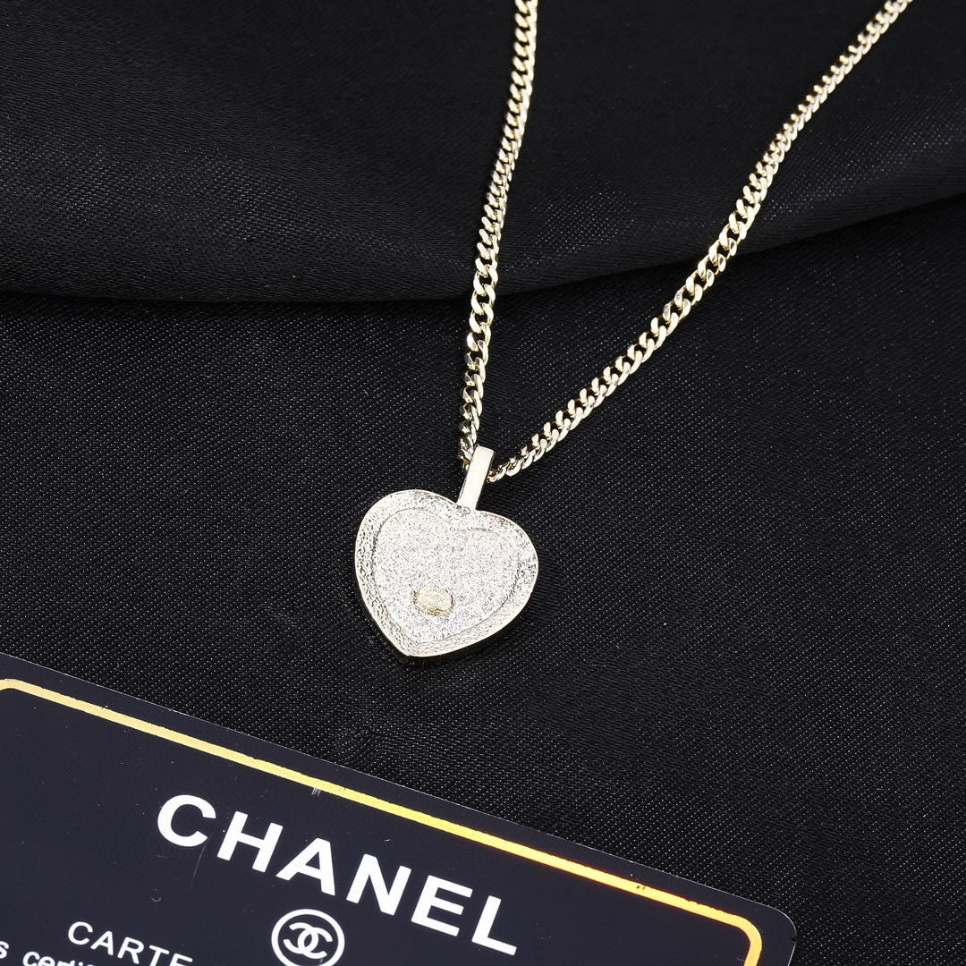 Double-C Emblem Pendant Necklace in Gold-Tone – Design 008 side detail