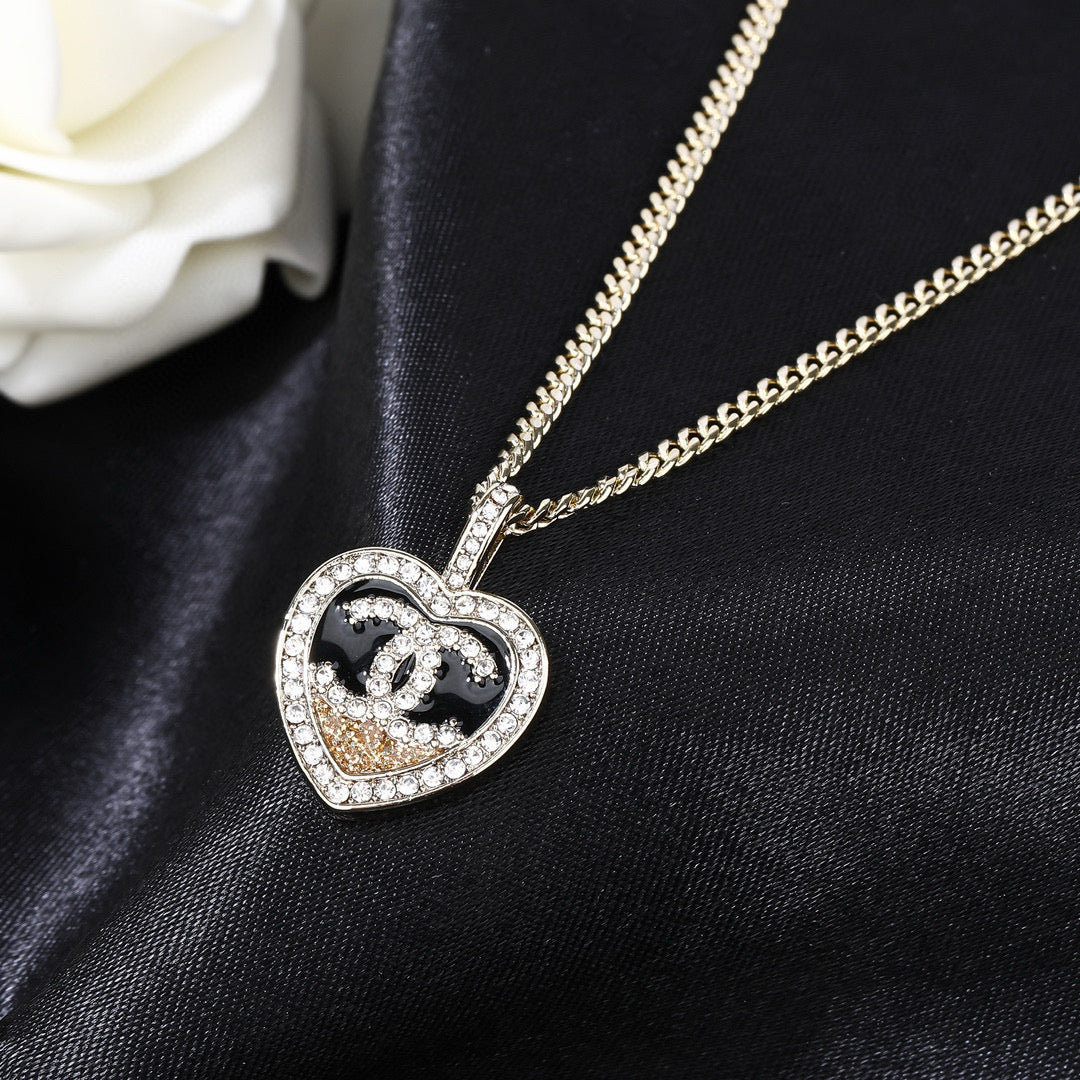 Double-C Emblem Pendant Necklace in Gold-Tone – Design 008 close-up detail