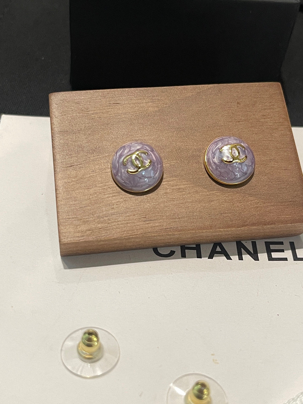 Round Stud Earrings in Polished Metal-Tone – Design 003 main product view