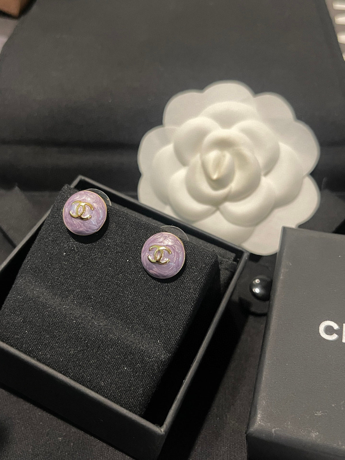 Round Stud Earrings in Polished Metal-Tone – Design 003 close-up detail