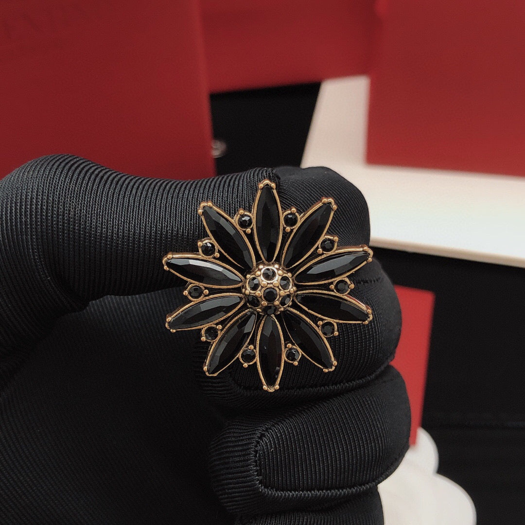 Sunburst Stud Earrings with Crystal-Style Accents front product view