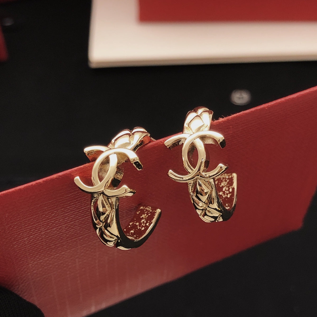 Signature Emblem Statement Earrings in Gold-Tone – Design 020 front product view