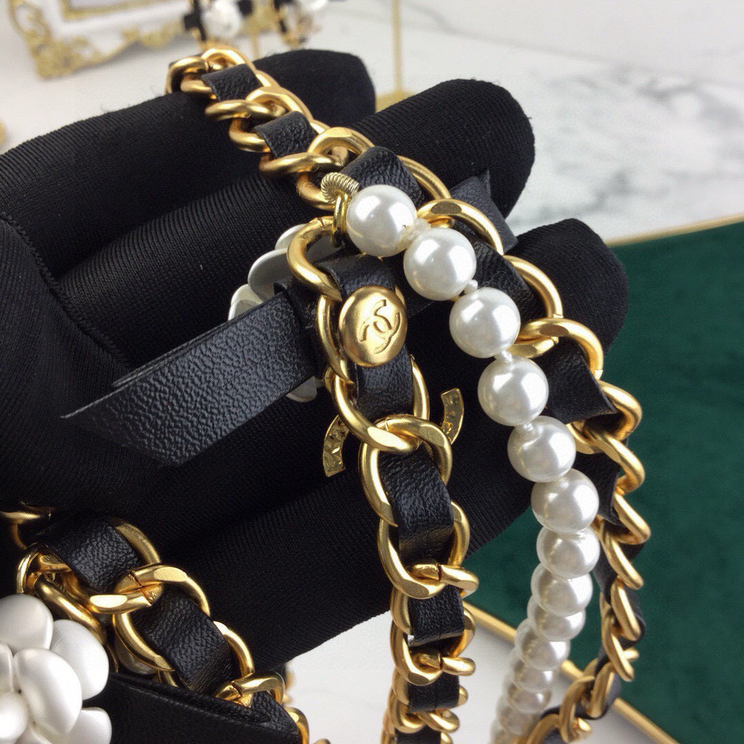 Camellia Jewelry Accessory in Gold-Tone – Camellia Detail – Design 003 front product view