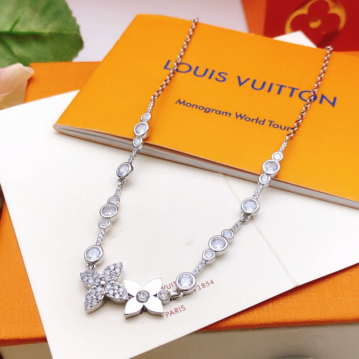 Floral Pendant Necklace in Silver-Tone – Silver Detail main product view