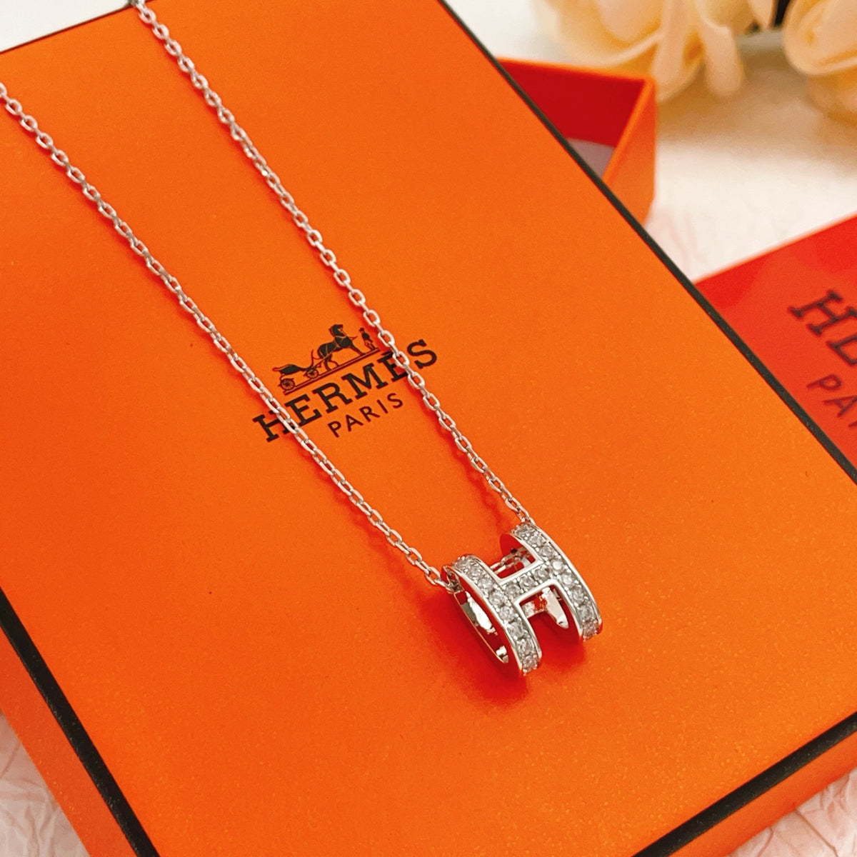 Letter Pendant Necklace in Silver-Tone front product view