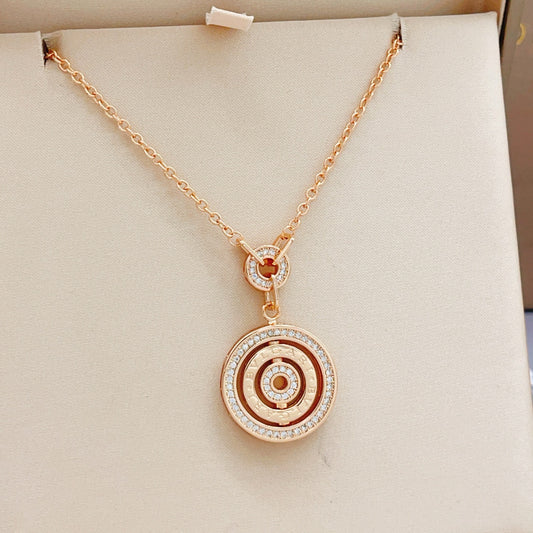 Geometric Emblem Pendant Necklace in Rose-Gold-Tone – Rose Gold Detail – Design 003 main product view