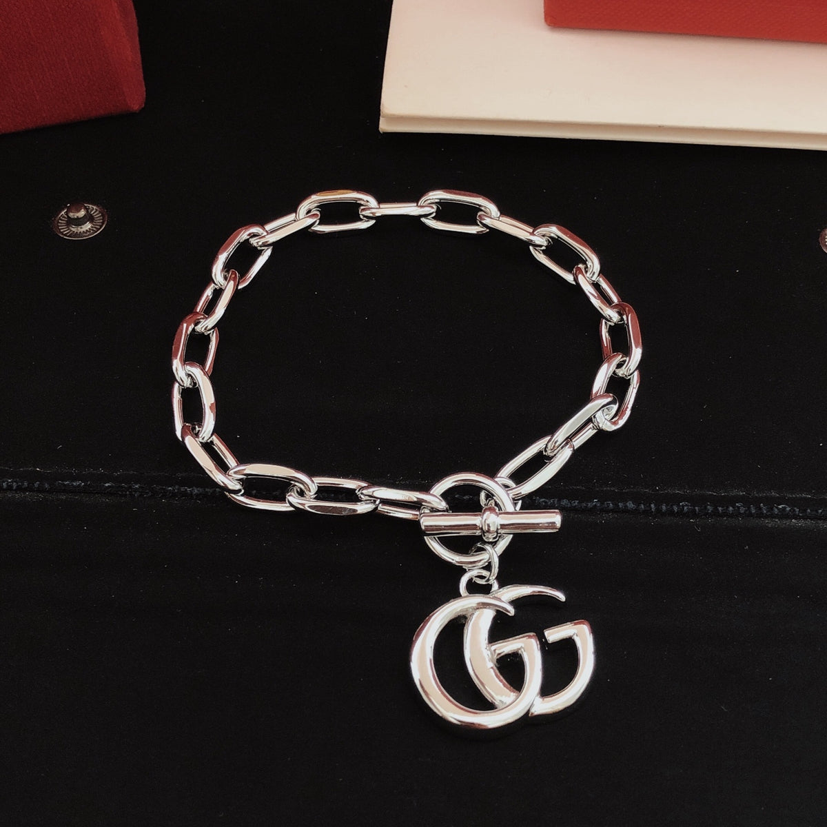 Geometric Emblem Bracelet in Gold-Tone – Design 006 front product view