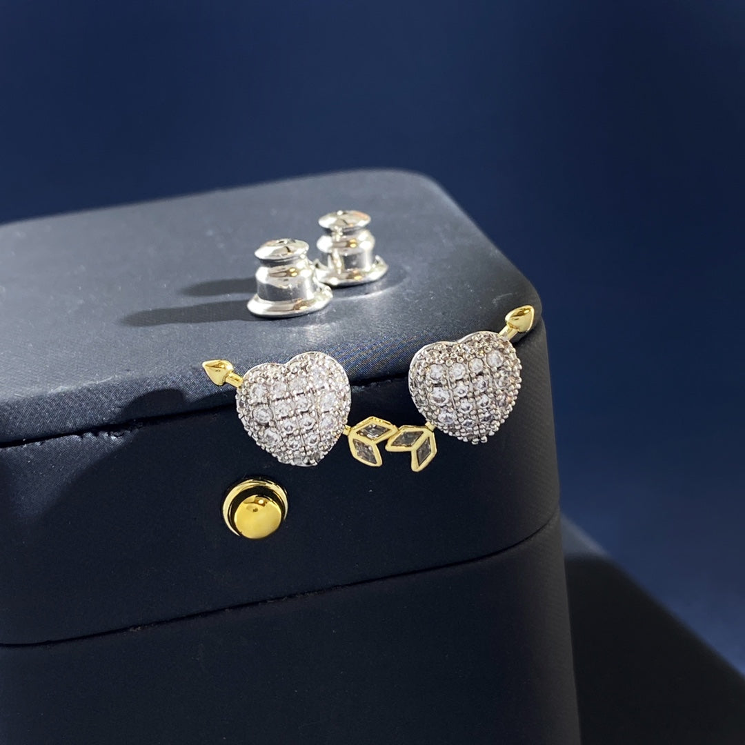 Heart Stud Earrings in Polished Metal-Tone styled product view