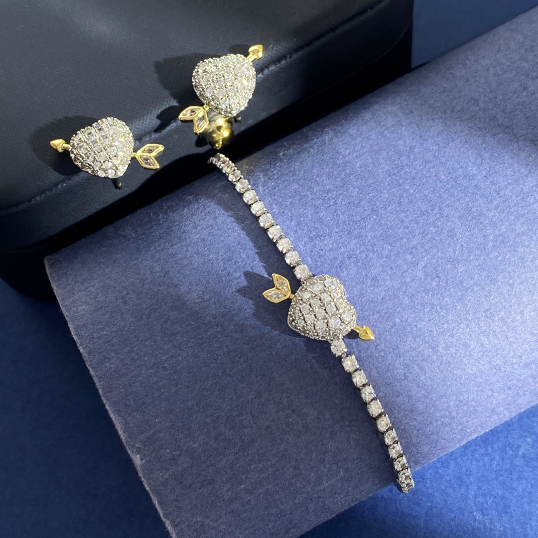 Heart Adjustable Bracelet in Polished Metal-Tone detail view