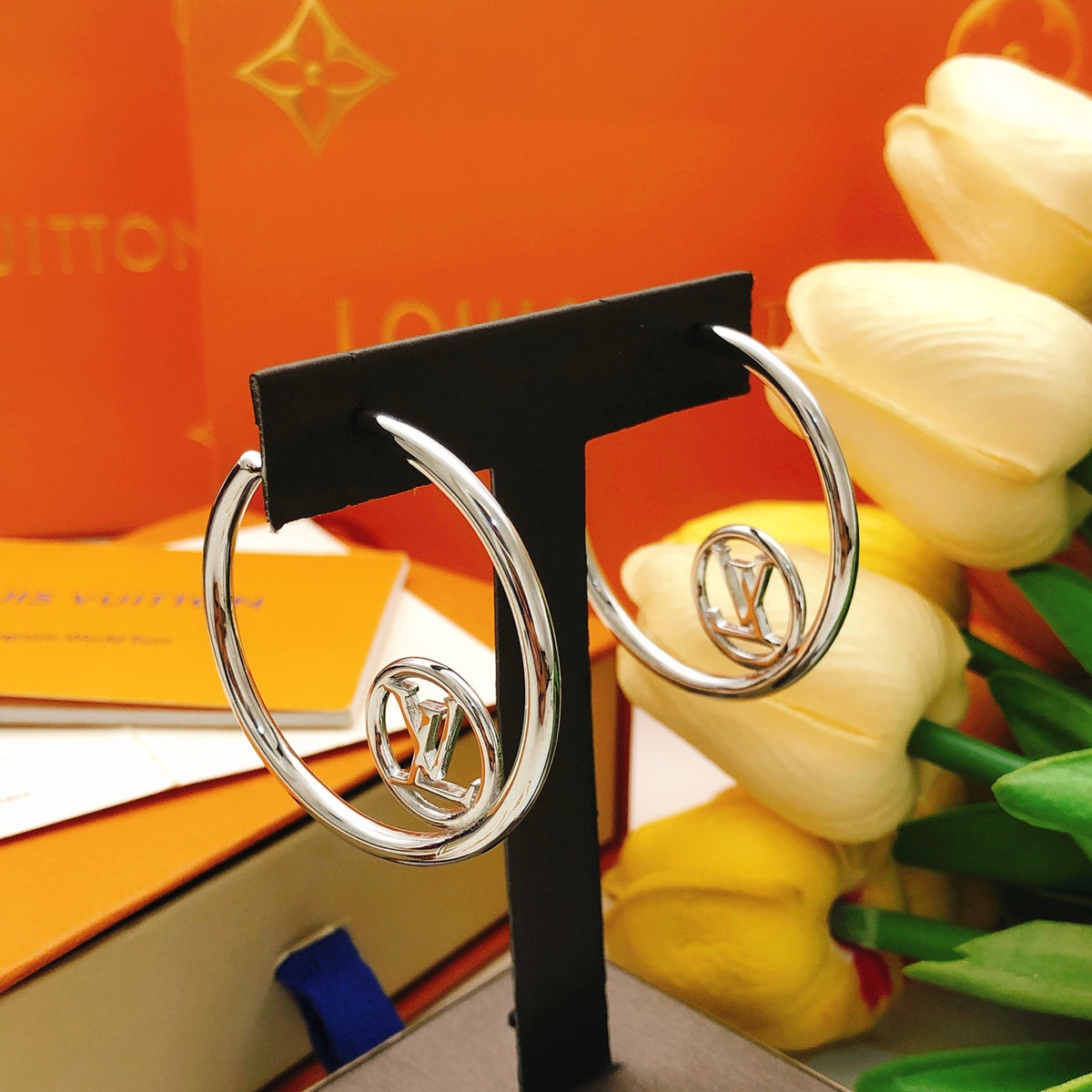 Round Statement Earrings in Gold-Tone – Design 003 styled product view