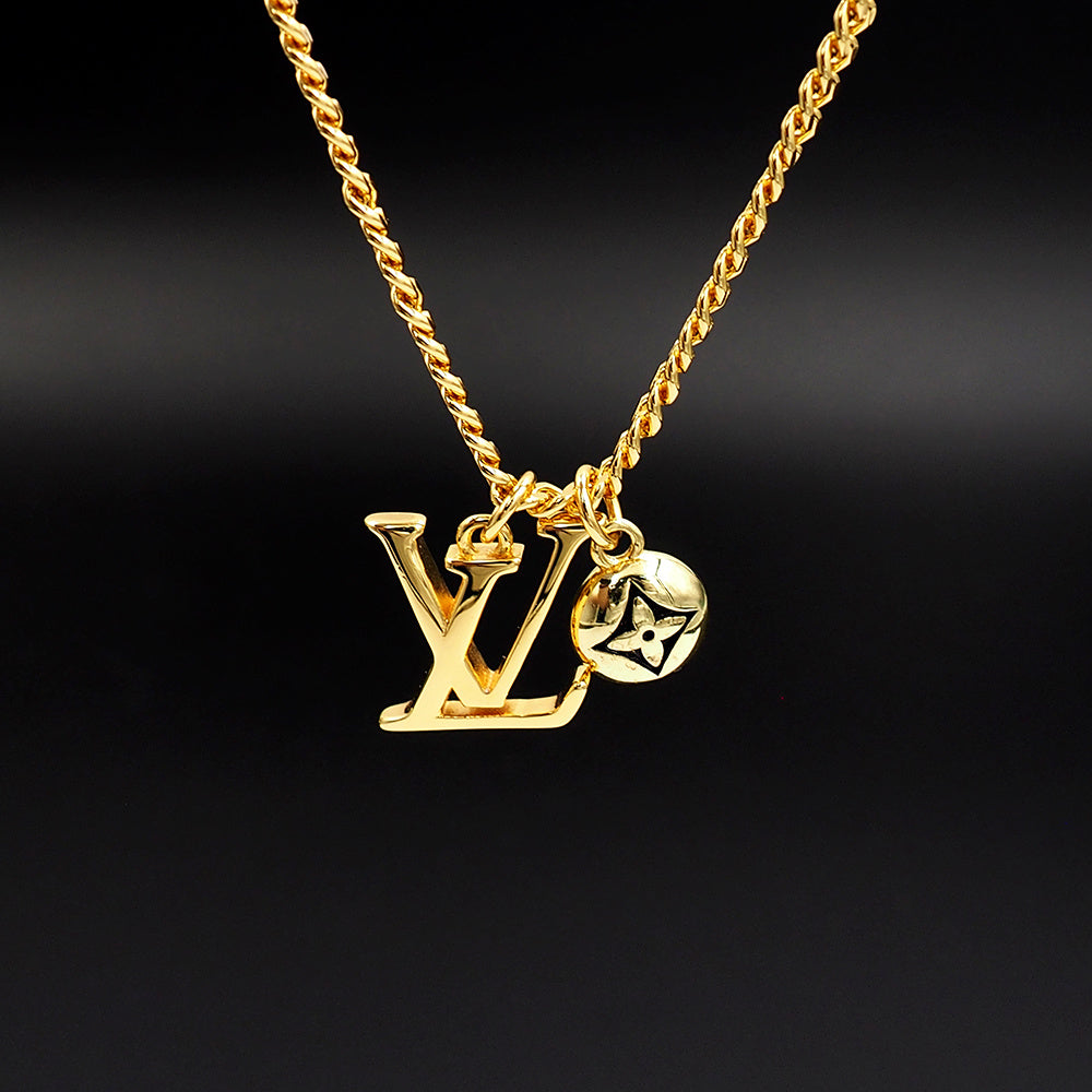 Geometric Emblem Pendant Necklace in Polished Metal-Tone – Design 027 front product view
