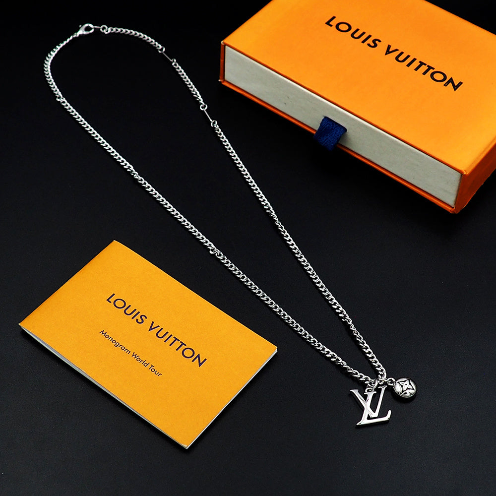 Geometric Emblem Pendant Necklace in Polished Metal-Tone – Design 027 side detail