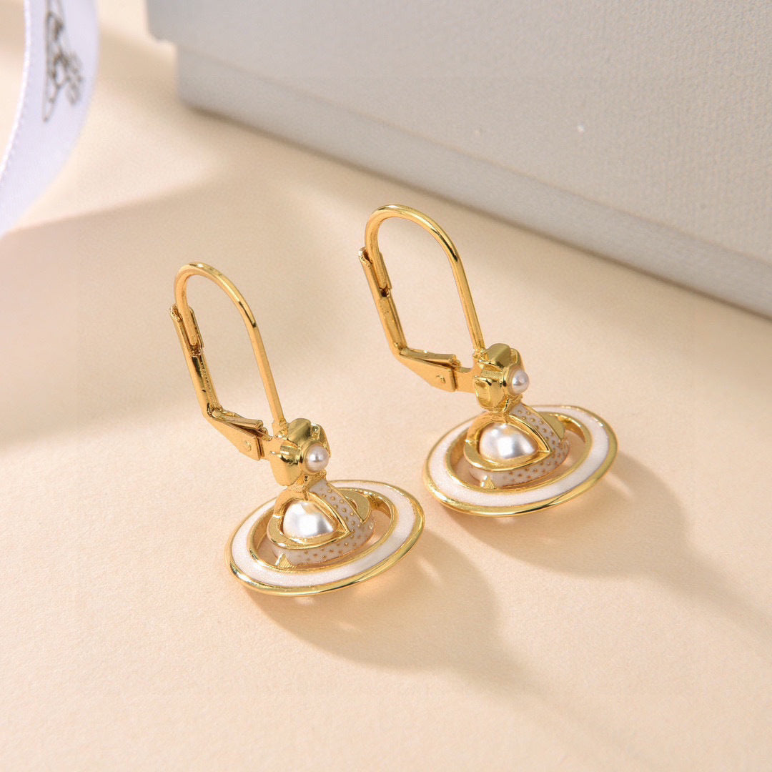 Orb Stud Earrings in Polished Metal-Tone – Design 010 detail view