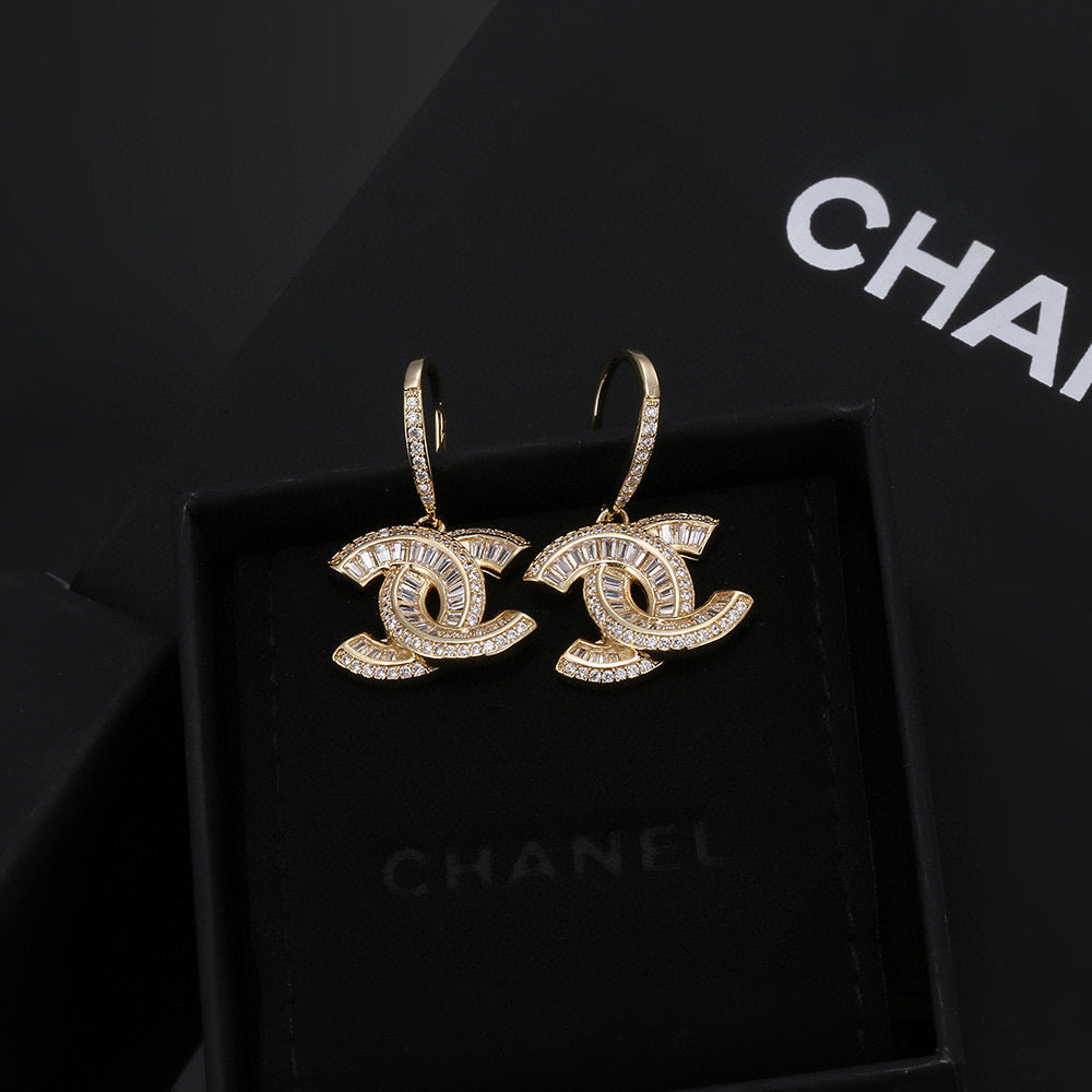 Signature Emblem Stud Earrings in Polished Metal-Tone – Design 007 front product view