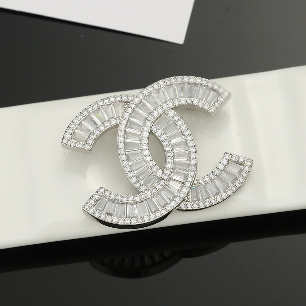 Signature Emblem Brooch in Polished Metal-Tone – Design 007 styled product view