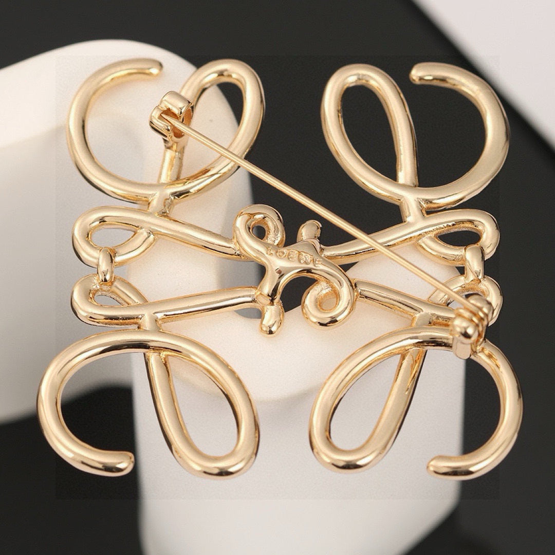 Signature Emblem Brooch in Polished Metal-Tone – Design 006 styled product view