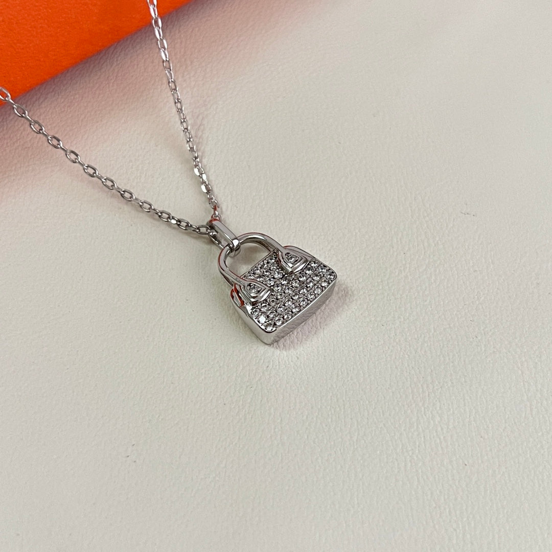 Horse Pendant Necklace in Polished Metal-Tone – Design 005 side detail