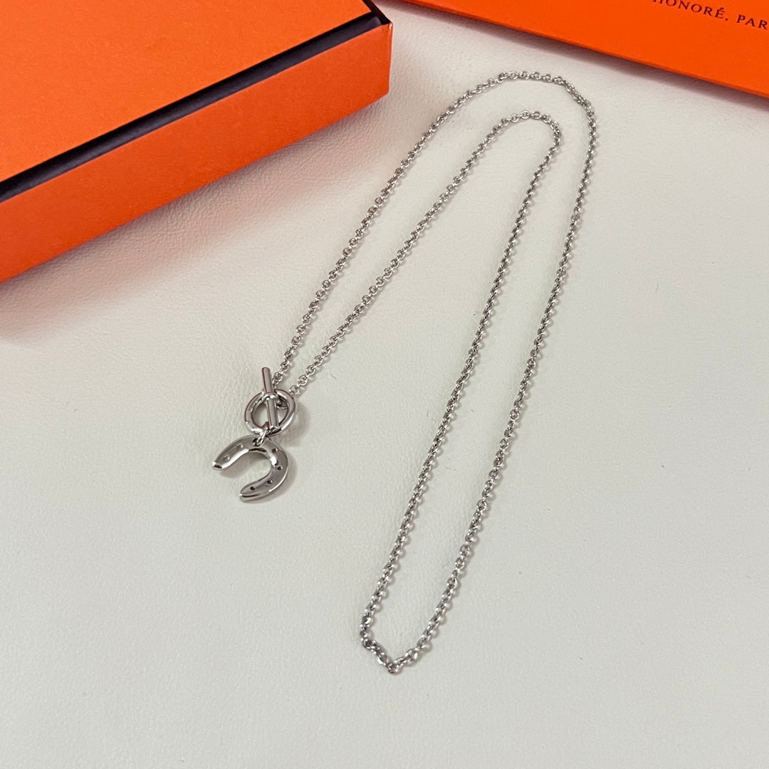 Horse Pendant Necklace in Polished Metal-Tone – Design 007 styled product view