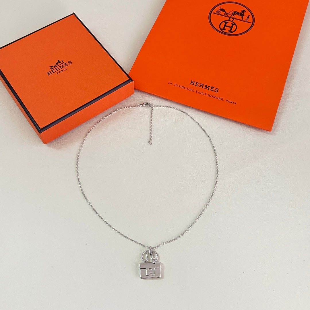 Horse Pendant Necklace in Polished Metal-Tone – Design 009 front product view