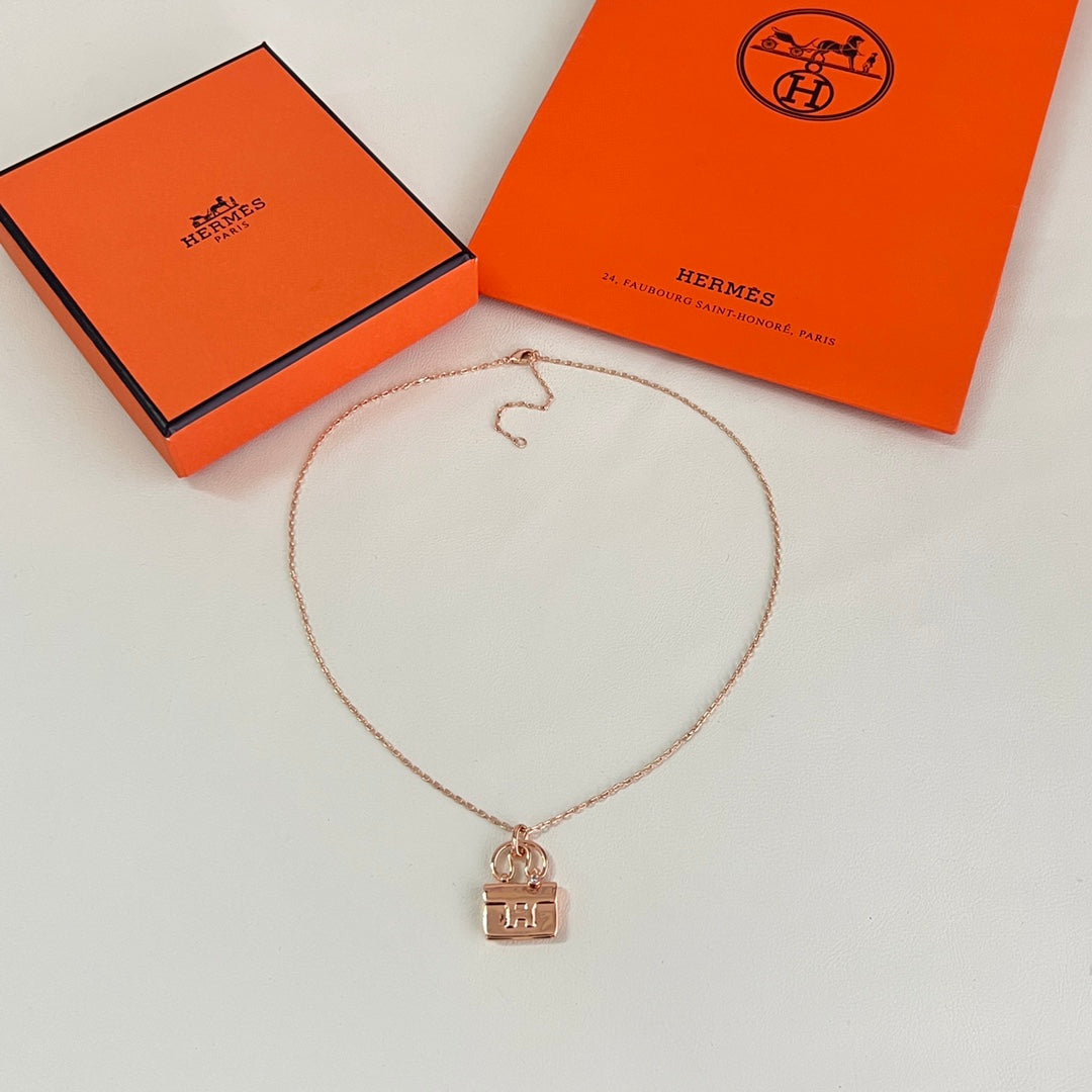 Horse Pendant Necklace in Polished Metal-Tone – Design 010 front product view