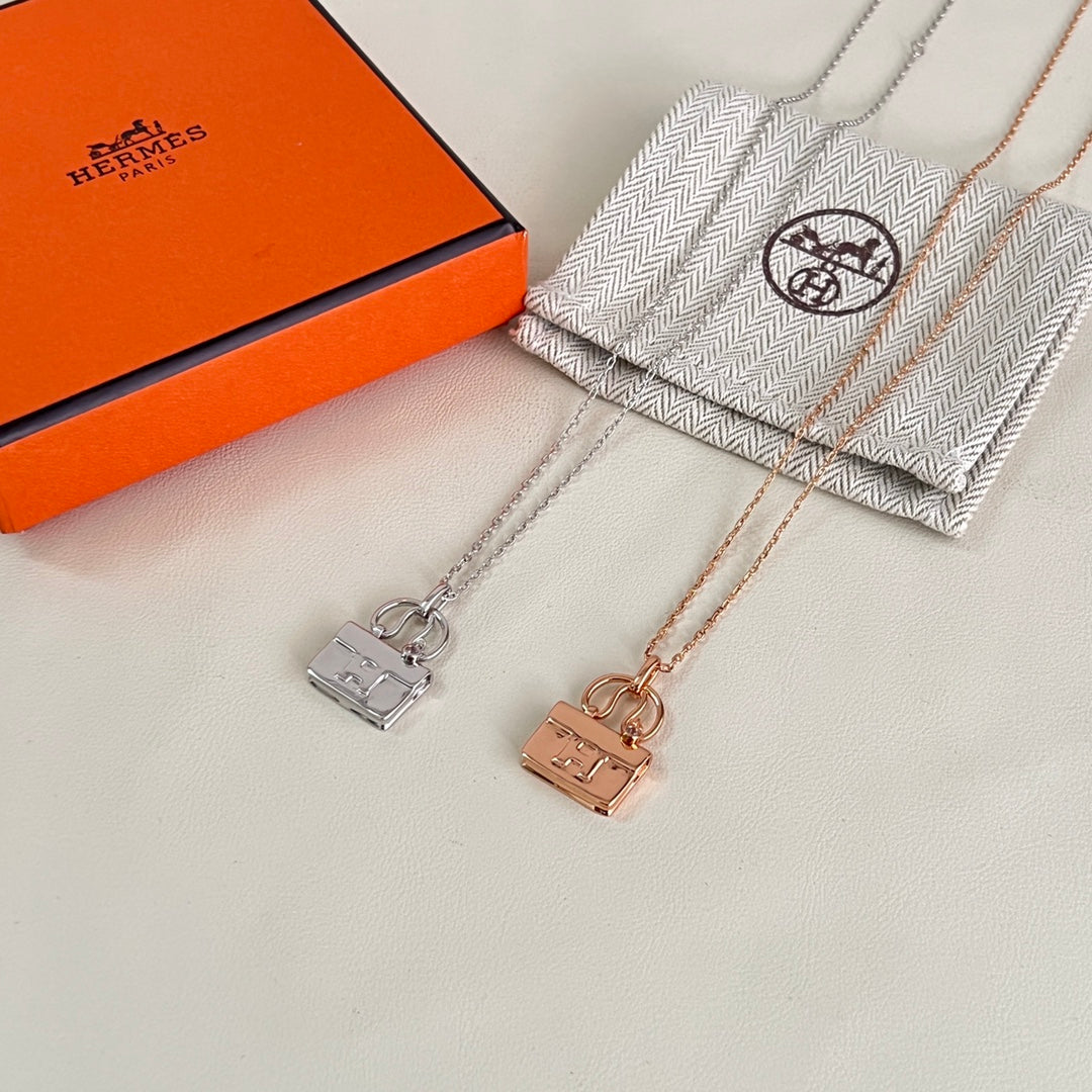 Horse Pendant Necklace in Polished Metal-Tone – Design 010 detail view