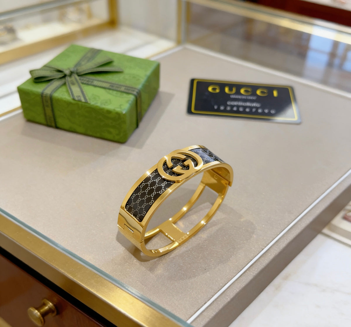 Double-G Emblem Bangle in Polished Metal-Tone – Design 001 main product view
