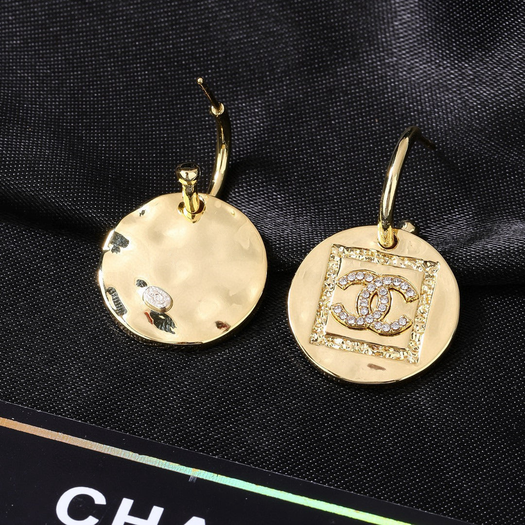 Signature Emblem Statement Earrings in Gold-Tone – Design 004 main product view