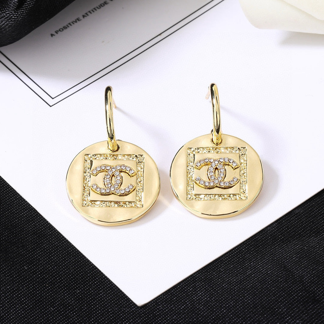 Signature Emblem Statement Earrings in Gold-Tone – Design 004 side detail