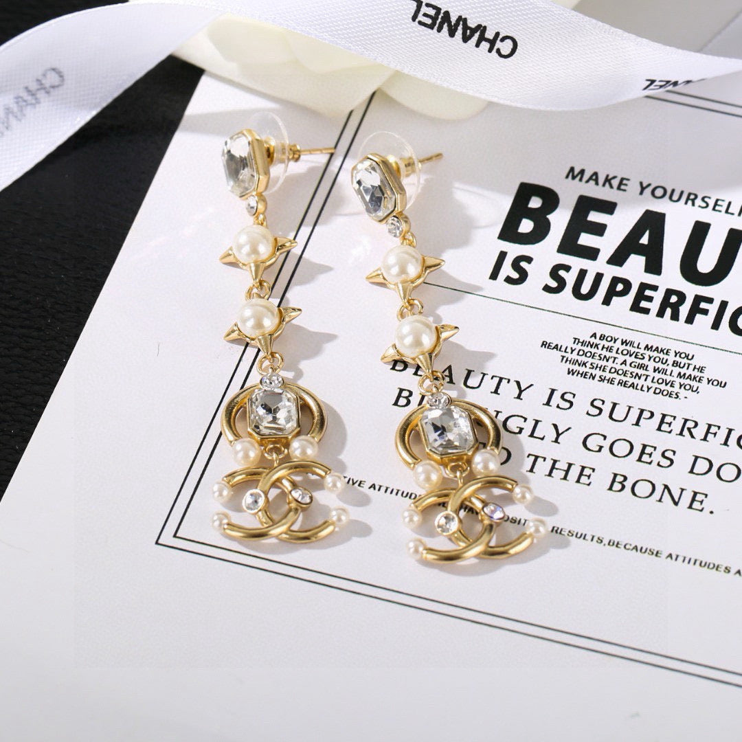 Signature Emblem Statement Earrings in Polished Metal-Tone – Design 006 front product view