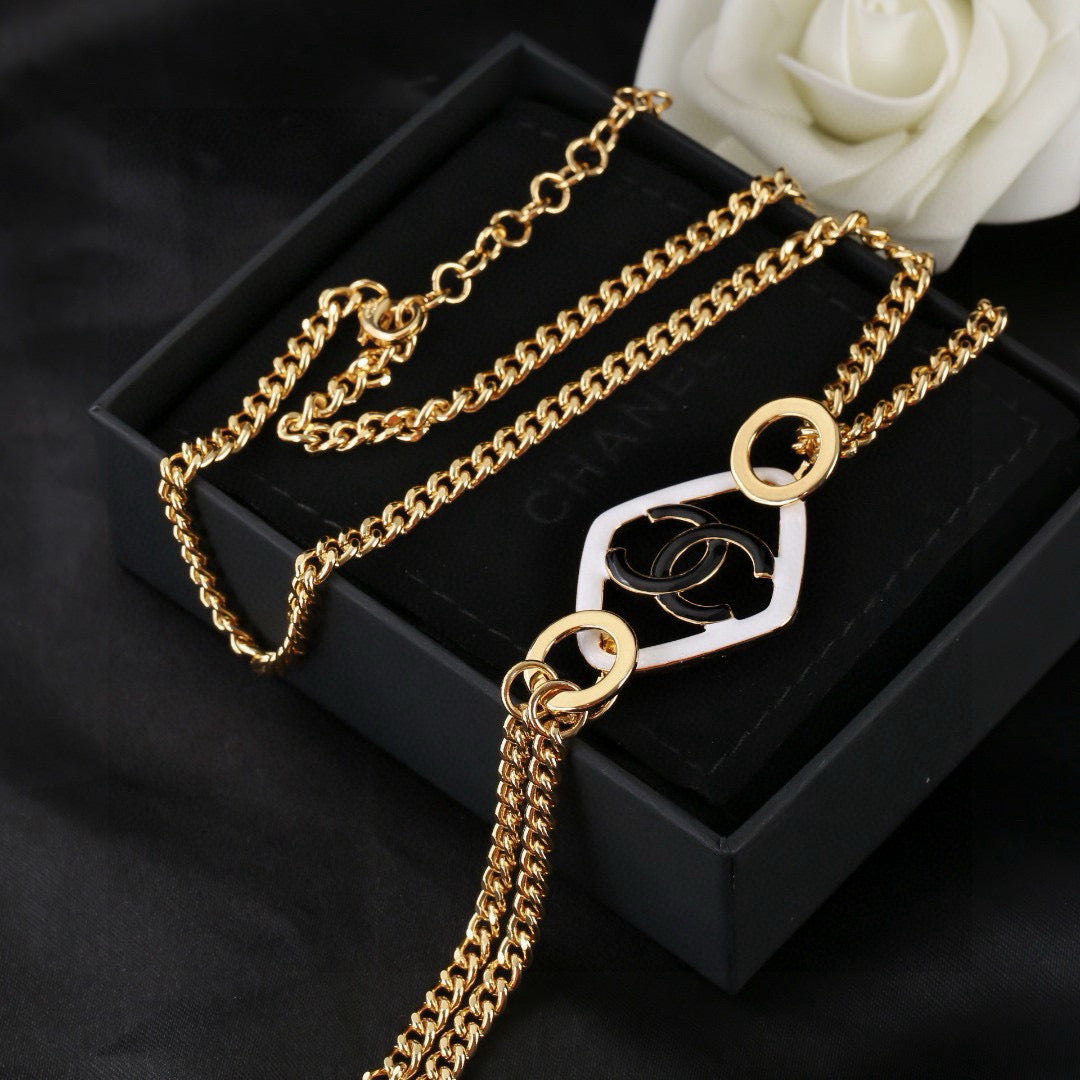 Signature Emblem Pendant Necklace in Polished Metal-Tone – Design 005 detail view
