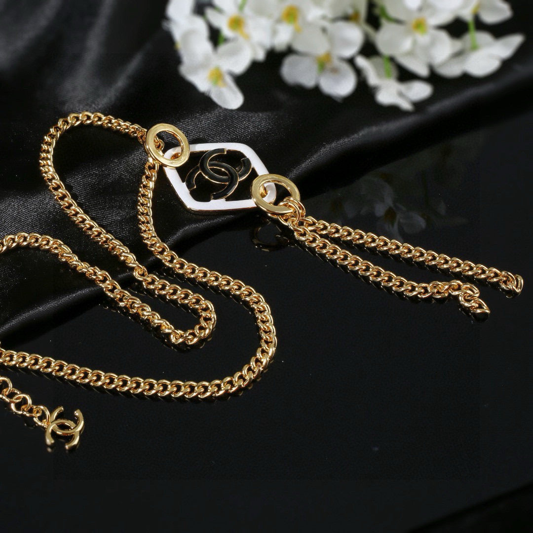 Signature Emblem Pendant Necklace in Polished Metal-Tone – Design 005 close-up detail