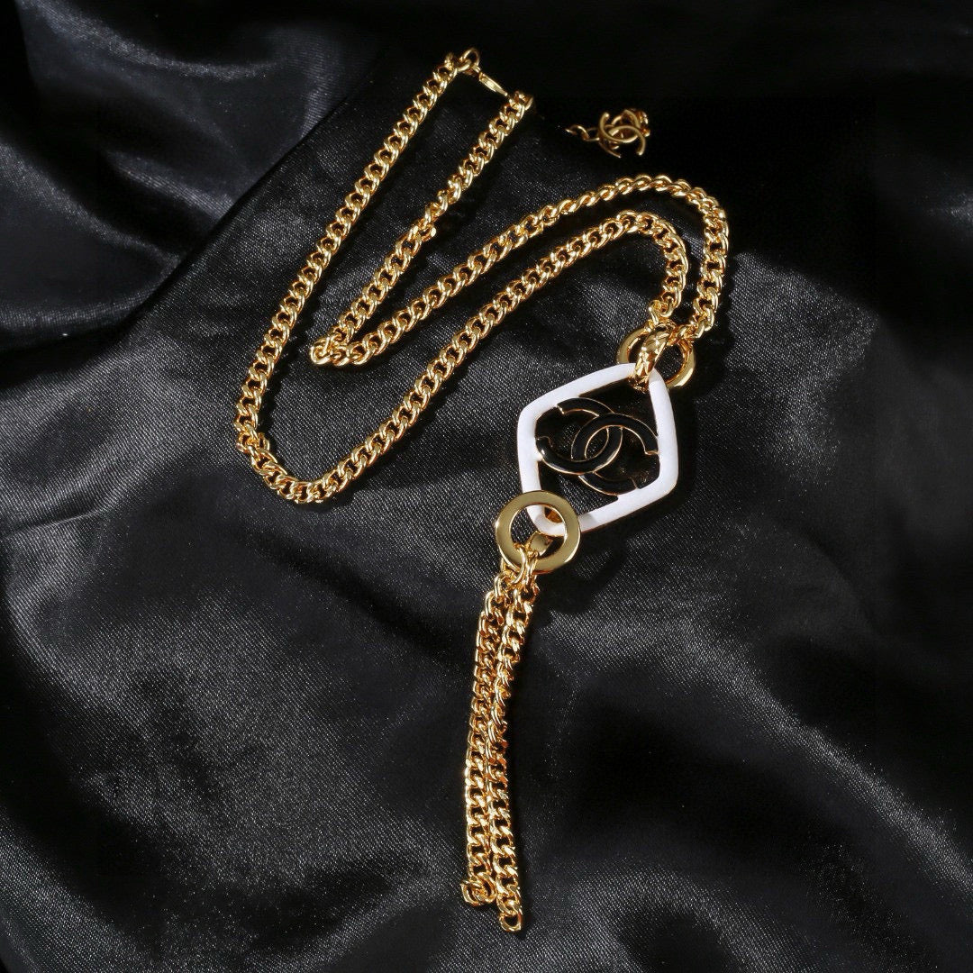 Signature Emblem Pendant Necklace in Polished Metal-Tone – Design 005 styled product view