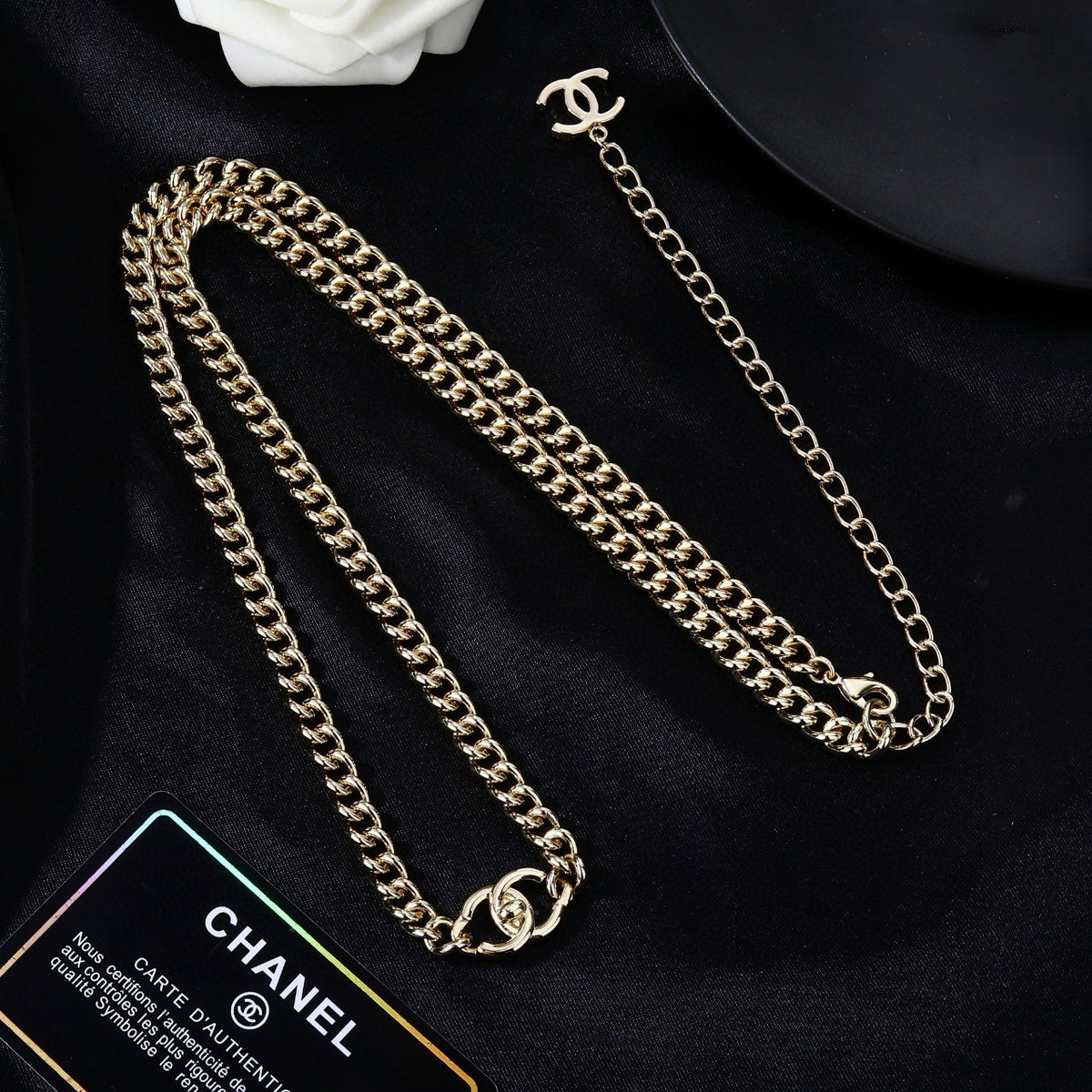 Signature Emblem Jewelry Accessory in Polished Metal-Tone – Design 009 close-up detail