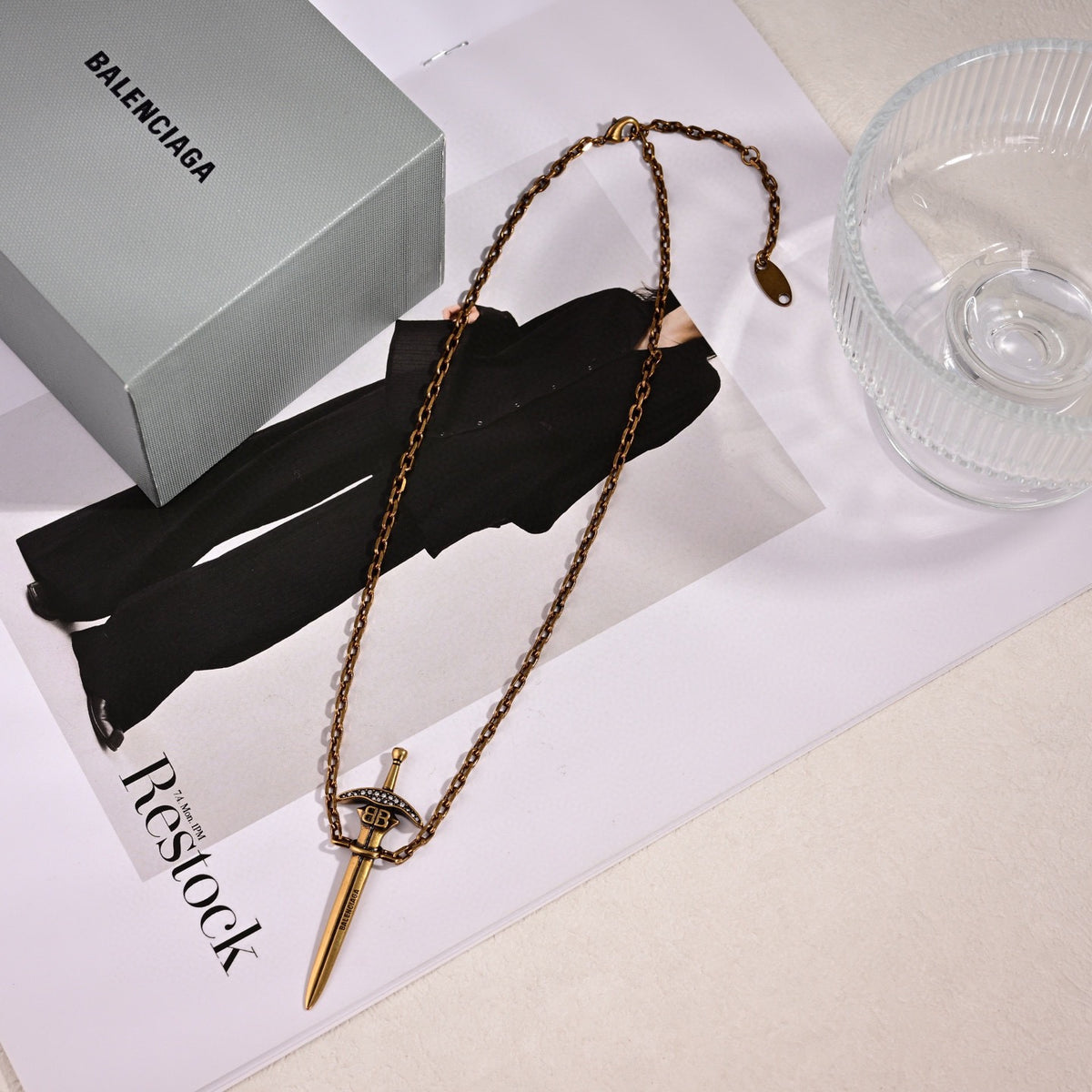 Geometric Emblem Pendant Necklace in Gold-Tone – Design 004 main product view