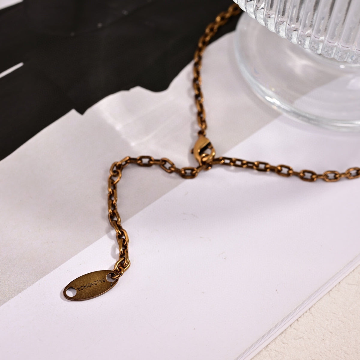 Geometric Emblem Pendant Necklace in Gold-Tone – Design 004 close-up detail
