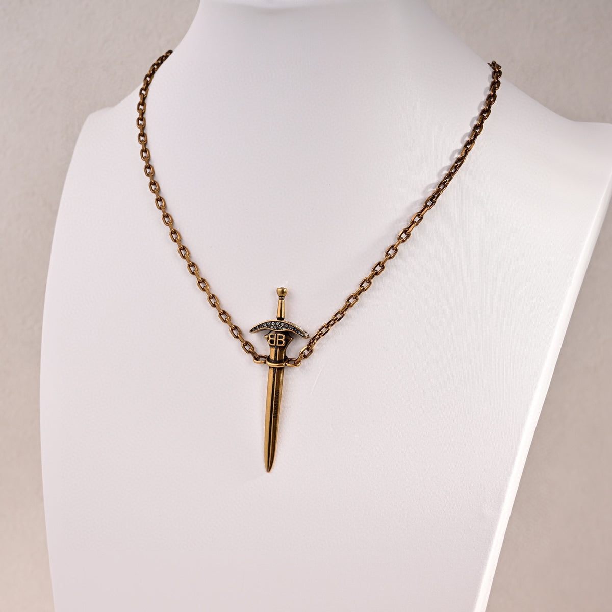 Geometric Emblem Pendant Necklace in Gold-Tone – Design 001 styled product view