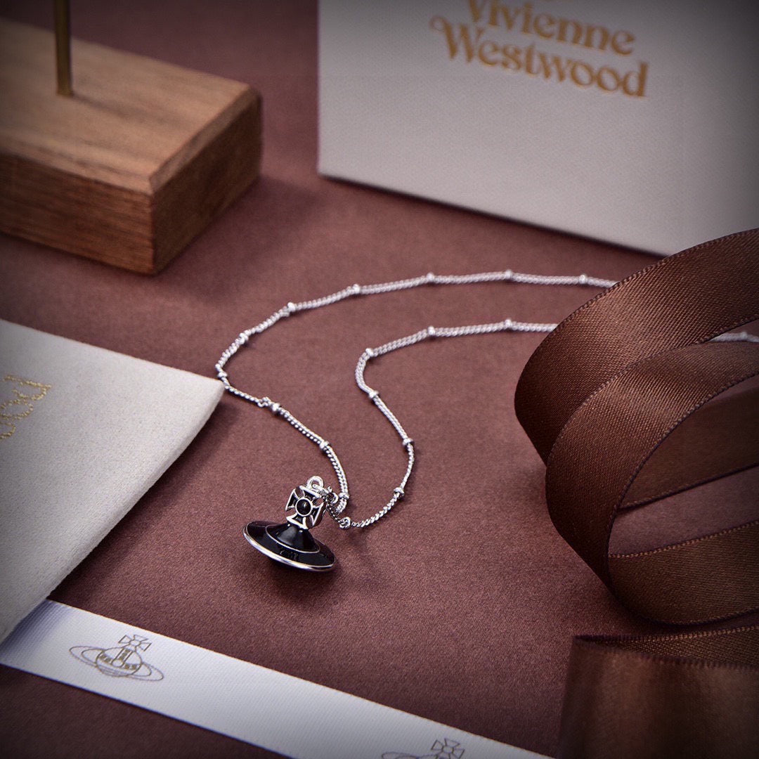 Orb Pendant Necklace in Polished Metal-Tone – Design 024 front product view