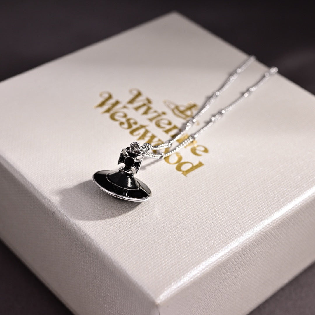Orb Pendant Necklace in Polished Metal-Tone – Design 043 detail view
