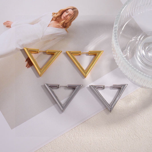 Triangle Stud Earrings in Gold-Tone – Design 01 main product view