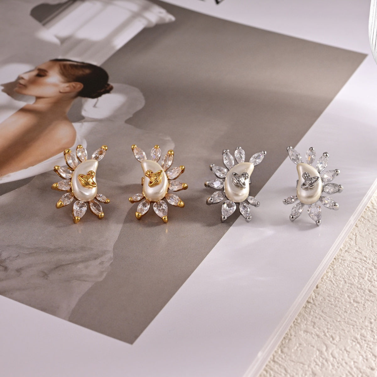 Orb Statement Earrings in Polished Metal-Tone – Design 005 main product view