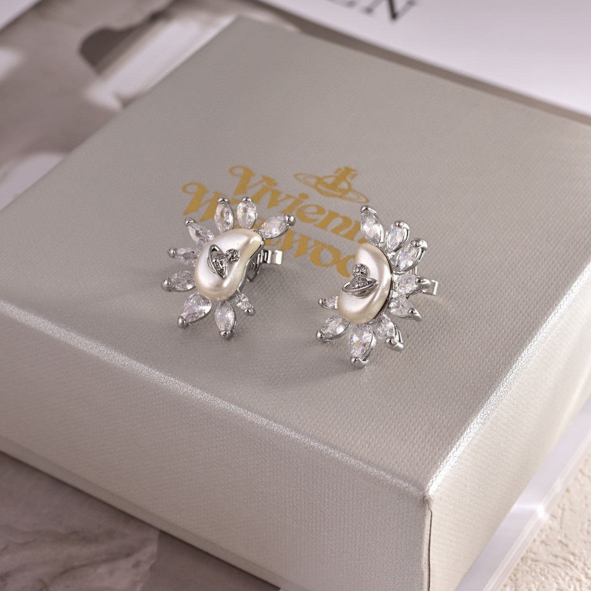 Orb Statement Earrings in Polished Metal-Tone – Design 005 close-up detail