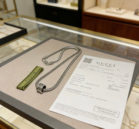 Double-G Emblem Pendant Necklace in Polished Metal-Tone – Design 034 main product view